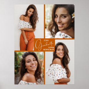 Poster Colagem de 4 Fotos Laranja Queimado Bem-vindo à Fo