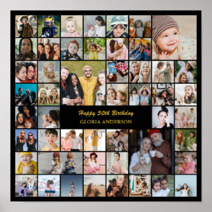 Poster Colagem de 50 Fotos Presente Personalizado para 50