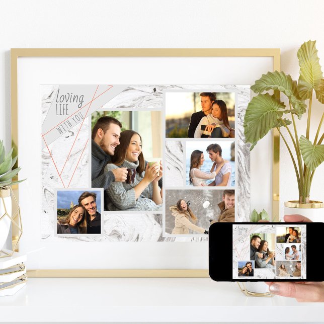 Poster Colagem de 5 Fotos Personalizadas Amando a Vida Má (Criador carregado)