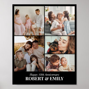 Poster Colagem de 5 Fotos Personalizadas Grade de Fotos C