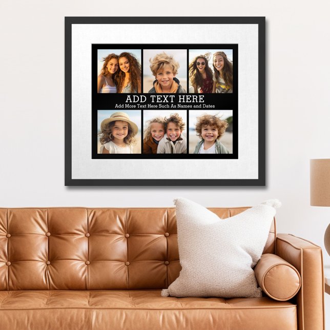 Poster Colagem de 6 fotos com 2 linhas de texto simples (Personalized Photo Poster)