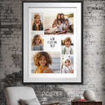 Poster Colagem de 6 fotos - fundo branco - texto preto<br><div class="desc">6 fotos em um padrão irregular rodeiam uma abertura para três linhas de texto. Use 2 fotos cortadas ao quadrado e 4 fotos verticais para fazer isso funcionar! O fundo é branco. Se quiser alterar as cores,  clique na área de design avançada e veja mais opções.</div>