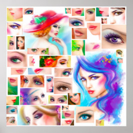 Poster Colagem de abstrato para mulheres