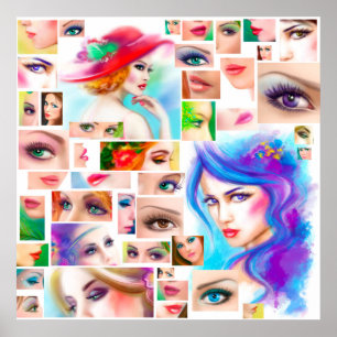 Poster Colagem de abstrato para mulheres