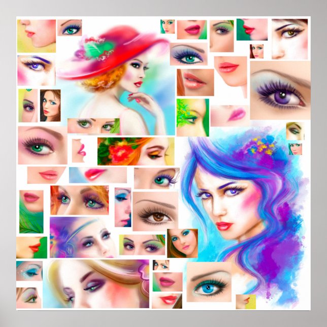 Poster Colagem de abstrato para mulheres (Frente)