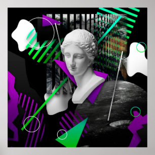 Poster Colagem de arte contemporânea com estátua de gesso