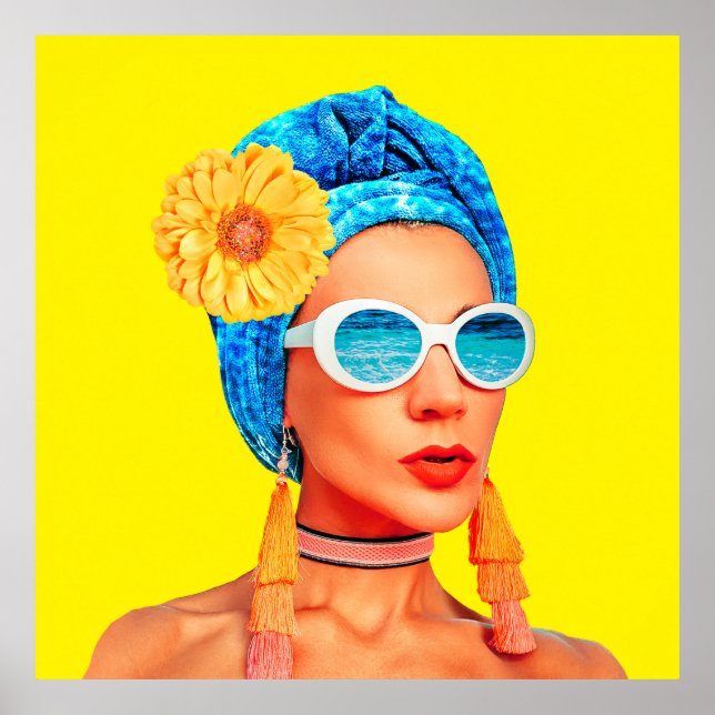 Poster Colagem de arte contemporânea. Moda de férias Cu (Frente)