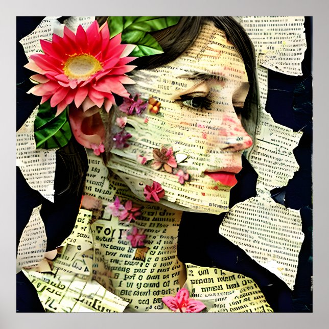 Poster Colagem de Arte Mulher Bonita   (Frente)