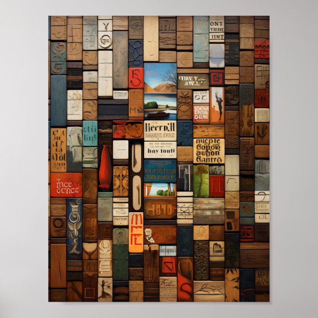 Poster Colagem de Arte Rustic Book and Sign (Frente)