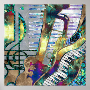Poster Colagem de Artes de Música abstrato - mídia mista