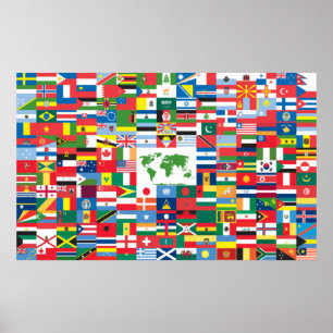 Poster Colagem de bandeiras de país do mundo inteiro