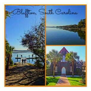 Pôster Colagem de Bluffton South Carolina Lowcountry