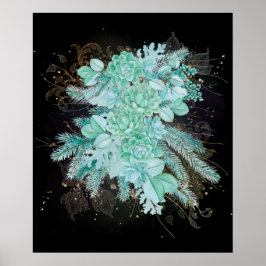 Poster Colagem de cinzas verdes do mar