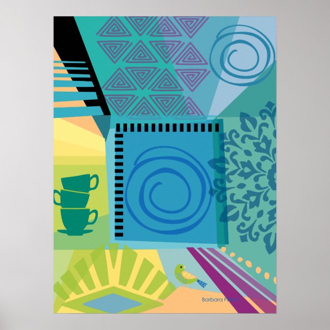 Poster Colagem de cores com abstrato com equipes (Frente)