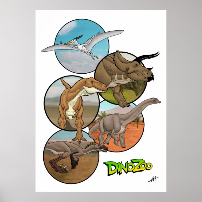 Poster Colagem de Dinossauros DinoZoo (Frente)
