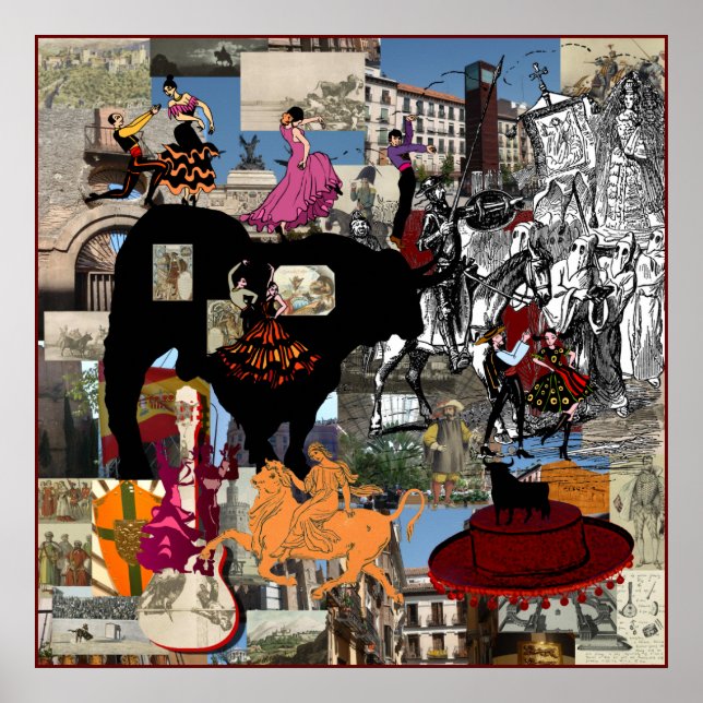 Poster Colagem de espanhas presentes culturais espanhóis (Frente)