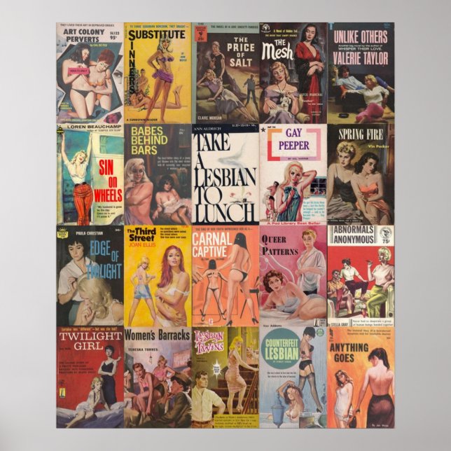 Poster Colagem de Ficção Pulp Lesbiana Vintage (Frente)