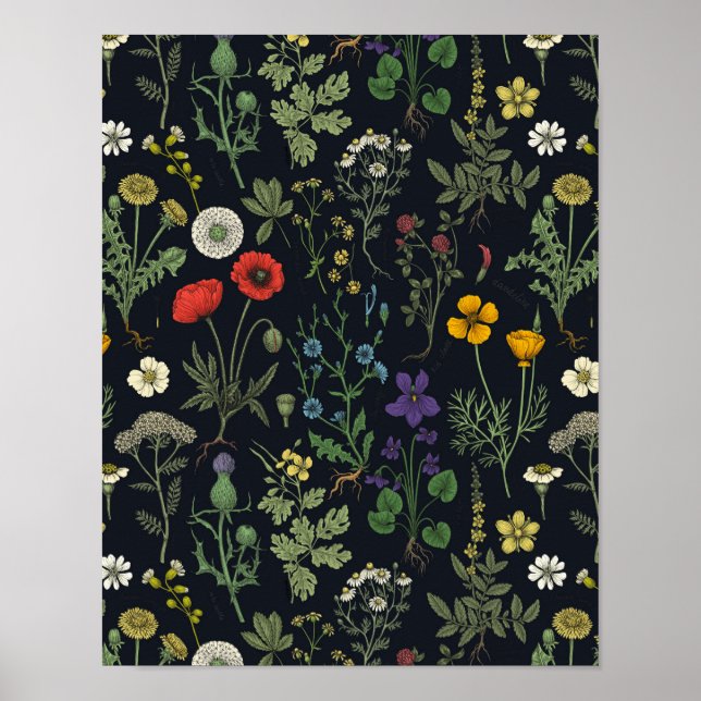 Poster Colagem de flores silvestres (Frente)