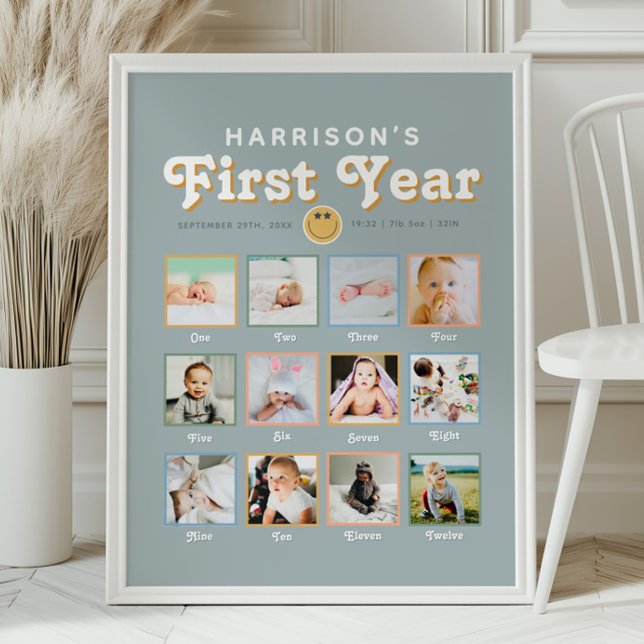 Pôster Colagem de Foto de Aniversário do Legal Homem no P (Criador carregado)