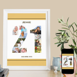 Poster Colagem de Foto Número 21 aniversário de 21 anos N