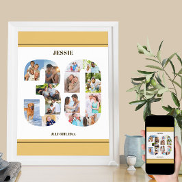 Poster Colagem de Foto Número 30 aniversário de 30 anos N