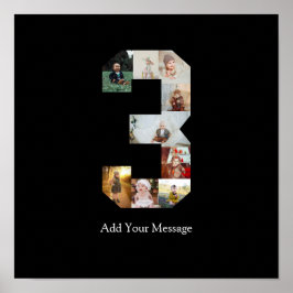 Poster Colagem de Foto Número 3 Preto e Branco
