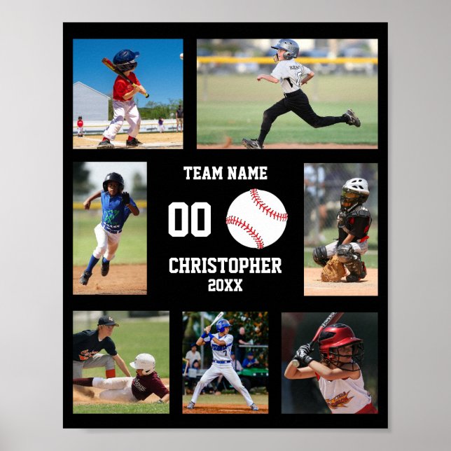 Poster Colagem de Fotografias Baseball 7 Personalizada (Frente)