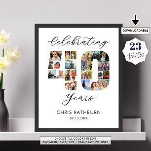 Poster Colagem de Fotografias com Número de aniversário d