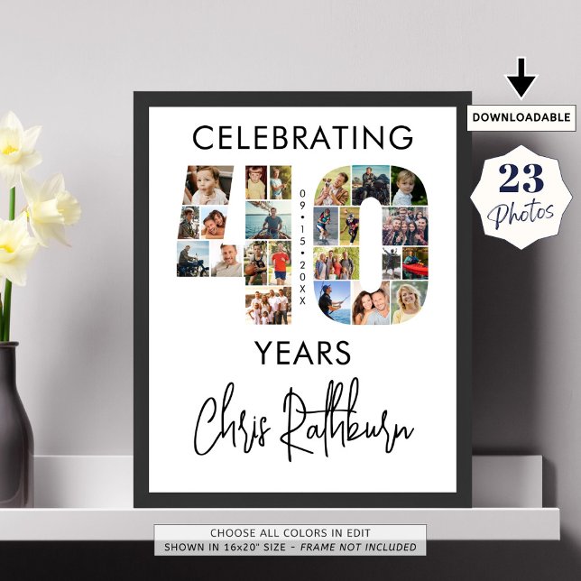 Poster Colagem de Fotografias com Número de aniversário d (Criador carregado)