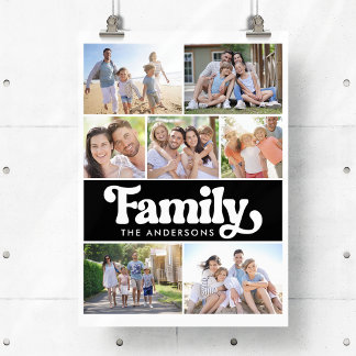 Poster Colagem de Fotografias com Tipografia Retro Famili