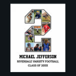 Poster Colagem de Fotografias da Equipe Esportiva do Joga<br><div class="desc">Colagem personalizada de fotos para o jogador número 2. Este presente personalizável de fotos é perfeito para mais velho noite, banquete de prêmio esportivo ou presente de aniversário para seu filho, filha ou estudante atleta. É uma forma excelente de mostrar momentos e memórias de preciosos de seus jogos esportivos. O...</div>