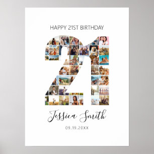Poster Colagem de Fotografias de aniversário de 21 anos