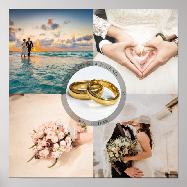 Poster Colagem de Fotografias de Aniversário de Casamento (Frente)