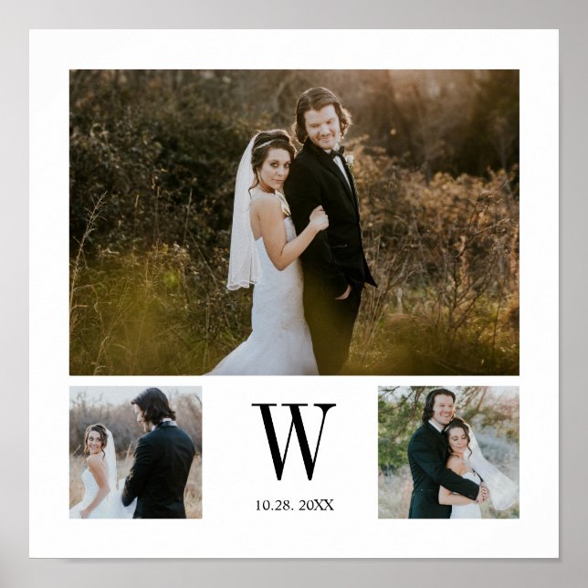 Poster Colagem de Fotografias do Monograma Personalizado  (Frente)