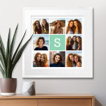 Pôster Colagem de Fotografias Monograma Personalizado, Po<br><div class="desc">Você pode usar fotos do Instagram para este design. Use 8 fotos quadradas para criar um presente exclusivo e pessoal. Ou você pode ficar com o filhote hipster e fazer uma moda. Se precisar ajustar as fotos,  clique na ferramenta personalizar para fazer alterações.</div>