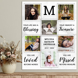 Poster Colagem de Fotografias Única do Memorial Funeral P