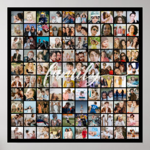 Poster Colagem de Fotos 100 Imagens Grade Quadrada