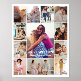 Poster Colagem de Fotos 12 Imagens 11x14 Branco Personali