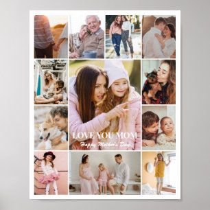 Poster Colagem de Fotos 12 Imagens 8x10 16x20 24x30 Branc