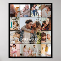 Colagem de Fotos 12 Imagens 8x10 16x20 24x30 Preto