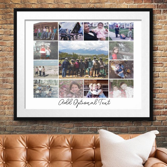 Poster Colagem de Fotos 13 Texto Opcional — Branco (Custom Photo Collage Poster)