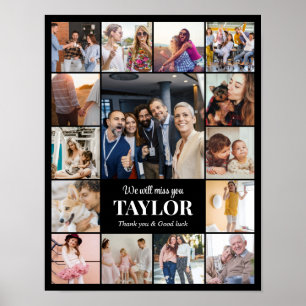 Poster Colagem de Fotos 15 Imagens 11x14 Preto Personaliz