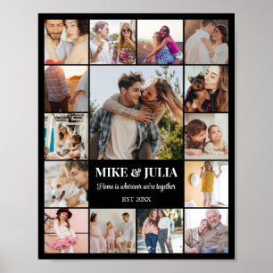 Poster Colagem de Fotos 15 Imagens 8x10 16x20 24x30 Preto