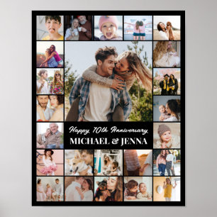 Poster Colagem de Fotos 24 Imagens 11x14 Preto Personaliz