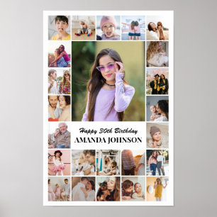 Poster Colagem de Fotos 24 Imagens 12x18 16x24 20x30 Bran