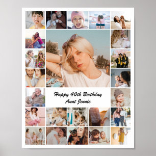 Poster Colagem de Fotos 24 Imagens 8x10 16x20 24x30 Branc