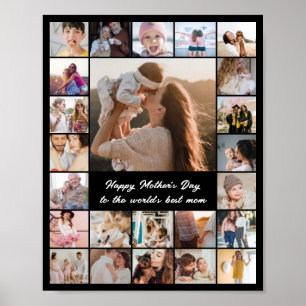 Poster Colagem de Fotos 24 Imagens 8x10 16x20 24x30 Preto