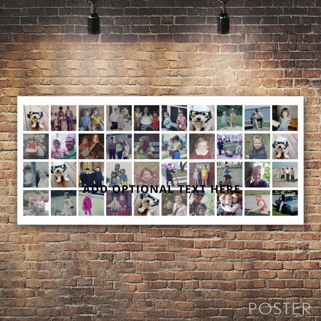 Poster Colagem de Fotos 40 - 4 Linhas 10 Colunas - Texto  (Custom Photo Collage Poster)