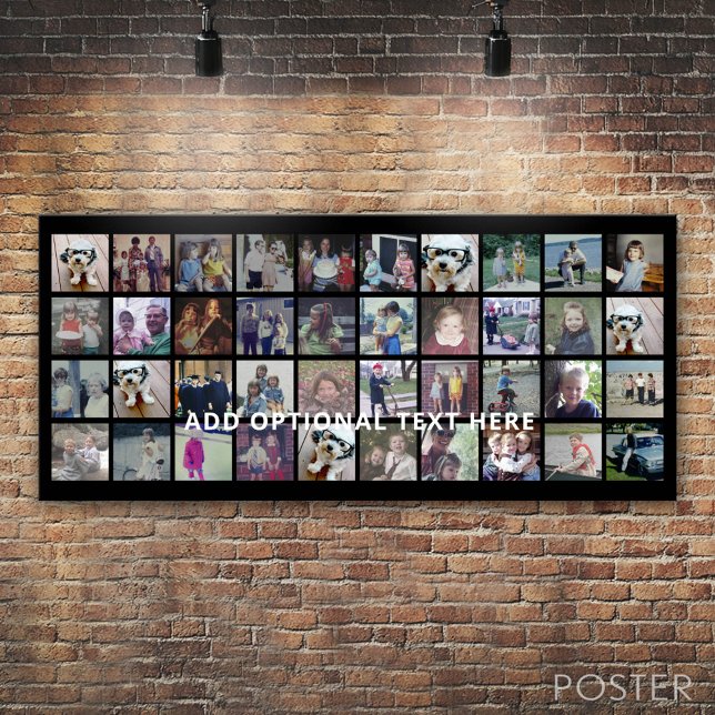 Poster Colagem de Fotos 40 - 4 Linhas 10 Colunas - Texto  (Custom Photo Collage Poster)