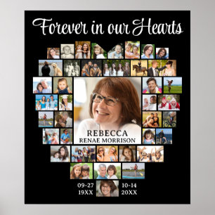 Poster Colagem de Fotos 41 em Formato de Coração Memorial
